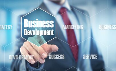 Virtuelle Grafik aus Bestandteilen des Business-Development-Management