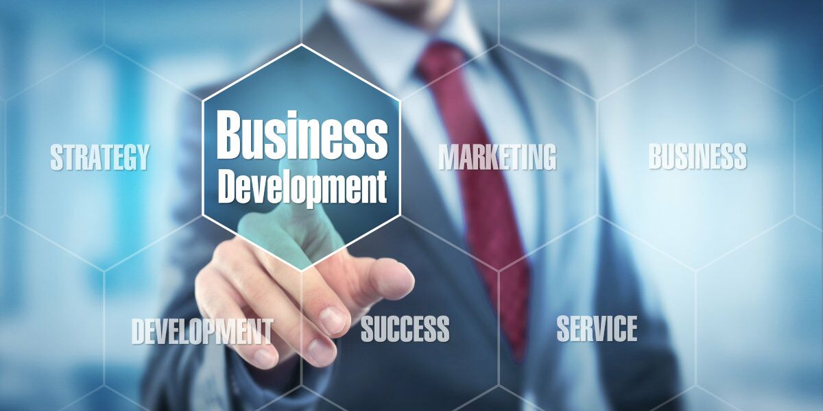 Virtuelle Grafik aus Bestandteilen des Business-Development-Management