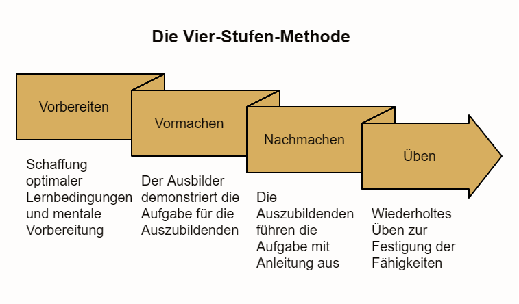 die Grafik zeigt die vier Stufen des Modells