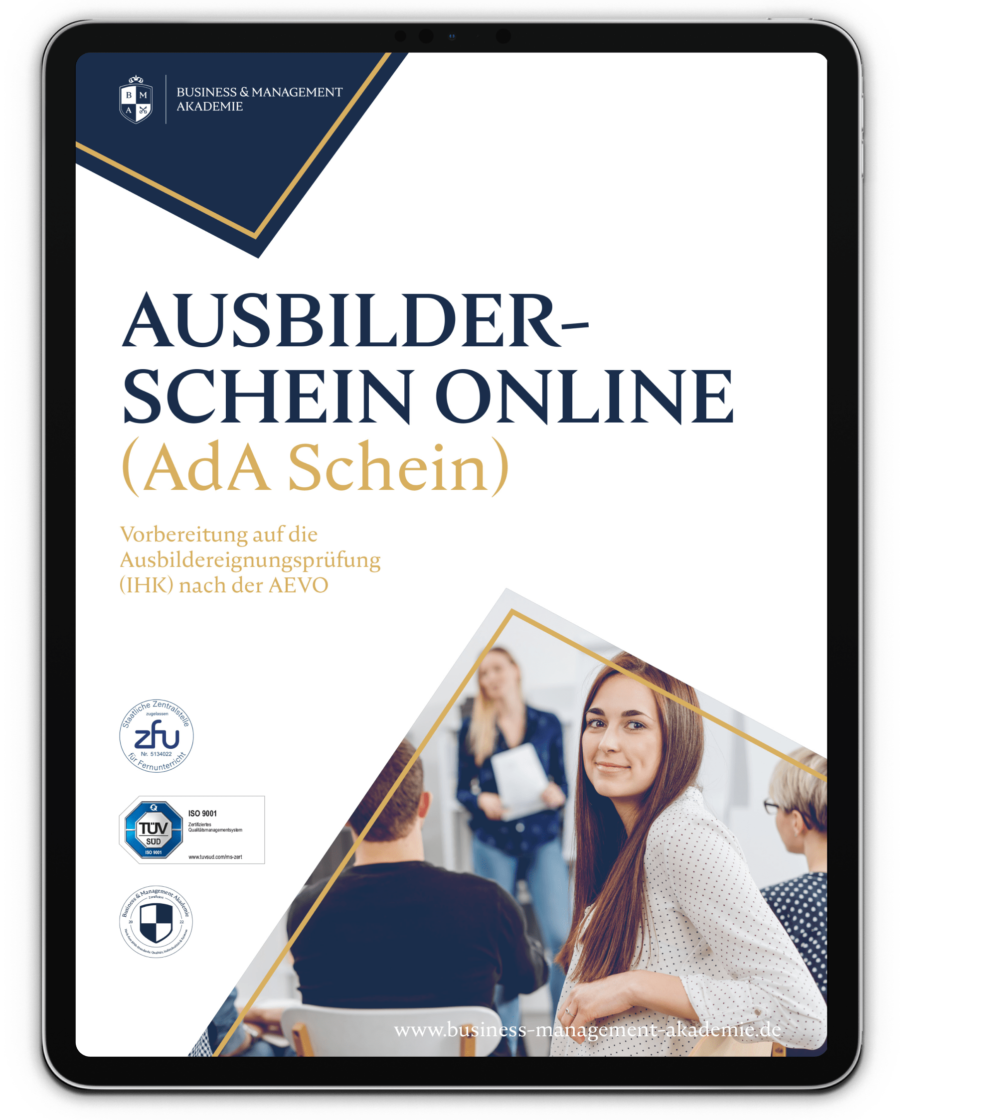 Informationsbroschüre Ausbilderschein online Fernlehrgang Mockup
